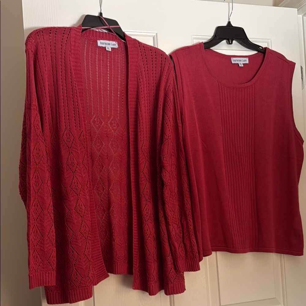 Southern Lady Red Cardigan Sweater